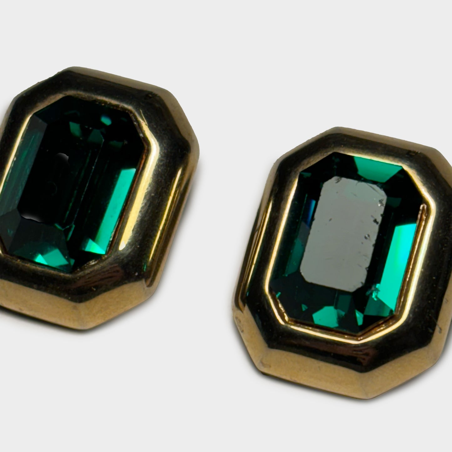 Vintage Green Rectangle Earrings