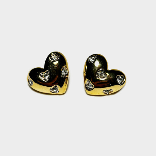 Vintage Heart Rhinestone Earrings