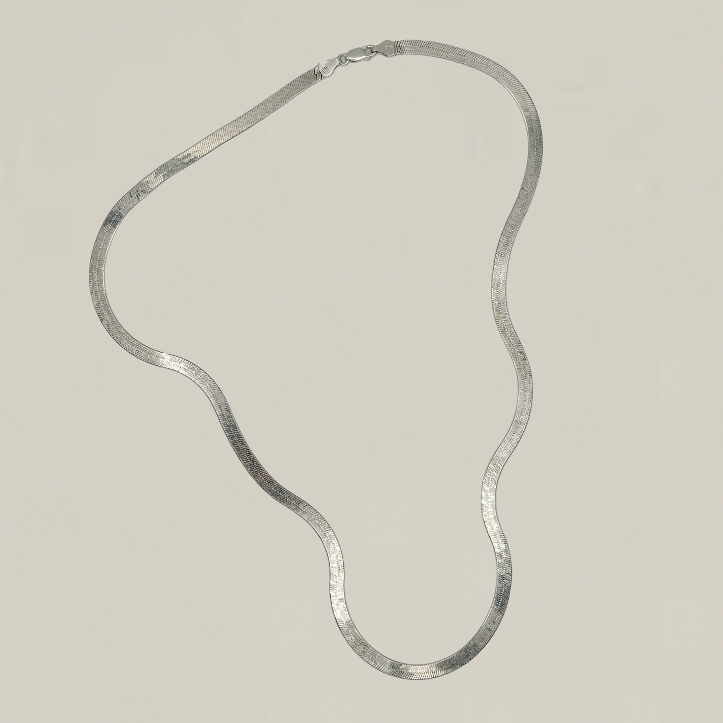 Vintage Silver Liquid Herringbone Necklace