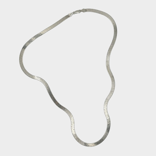 Vintage Silver Liquid Herringbone Necklace