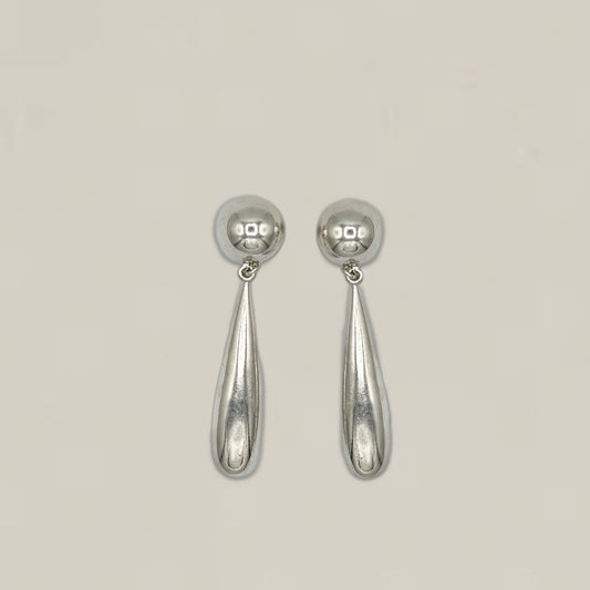 Vintage Silver Modernist Drop Earrings