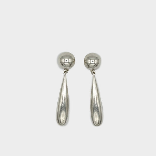 Vintage Silver Modernist Drop Earrings