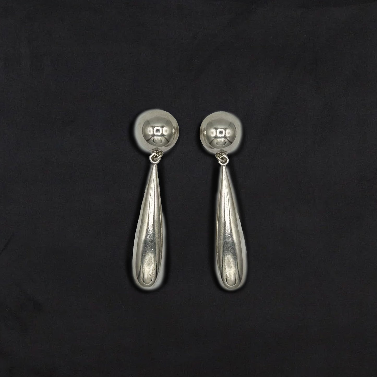 Vintage Silver Modernist Drop Earrings