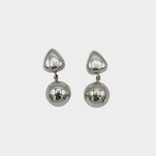Vintage Silver Modernist Geo Drop Earrings