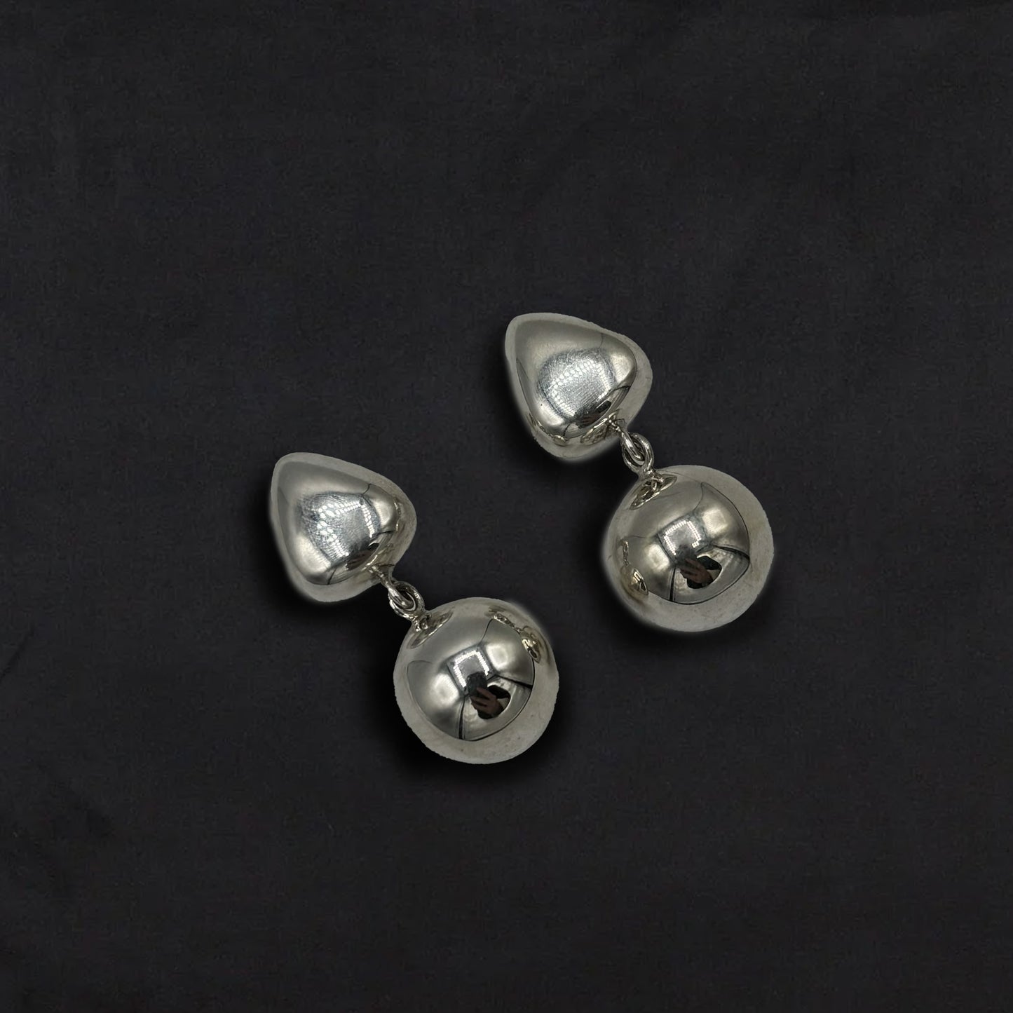 Vintage Silver Modernist Geo Drop Earrings