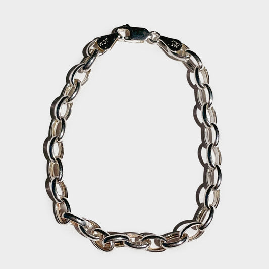 Vintage Silver Oval Chain Bracelet