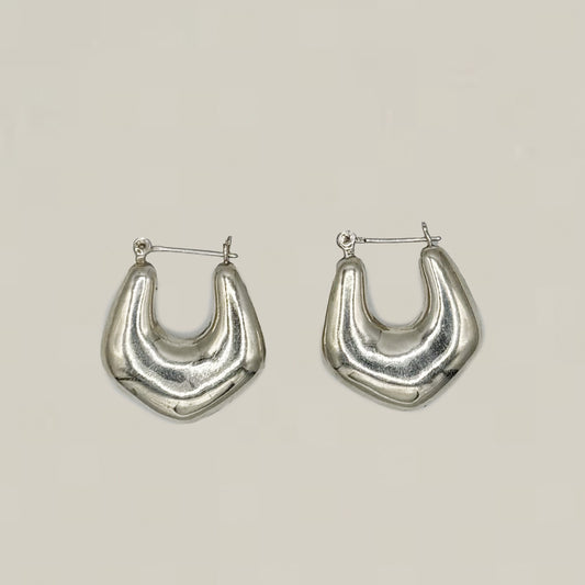 Vintage Silver Puffy Geo Hoops