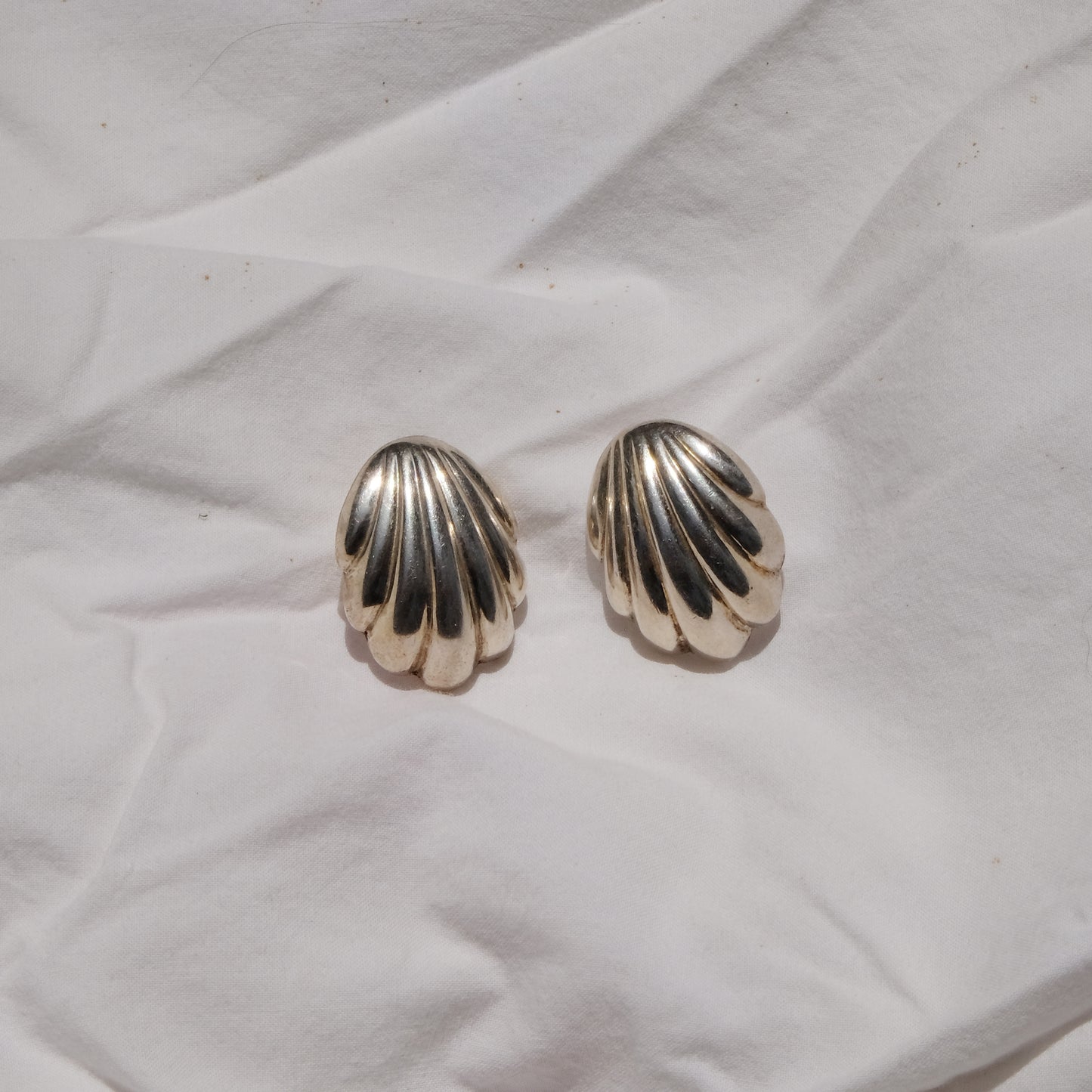 Vintage Silver Puffy Deco Earrings