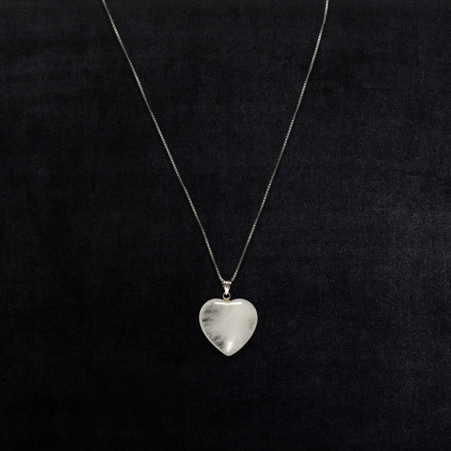 Vintage Sterling Silver Quartz Heart Pendant Necklace