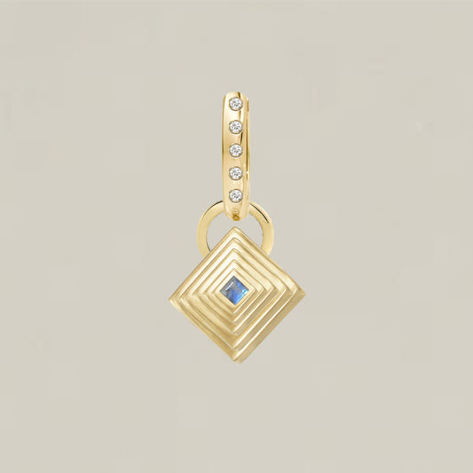 Square Moonstone and Diamond Charm