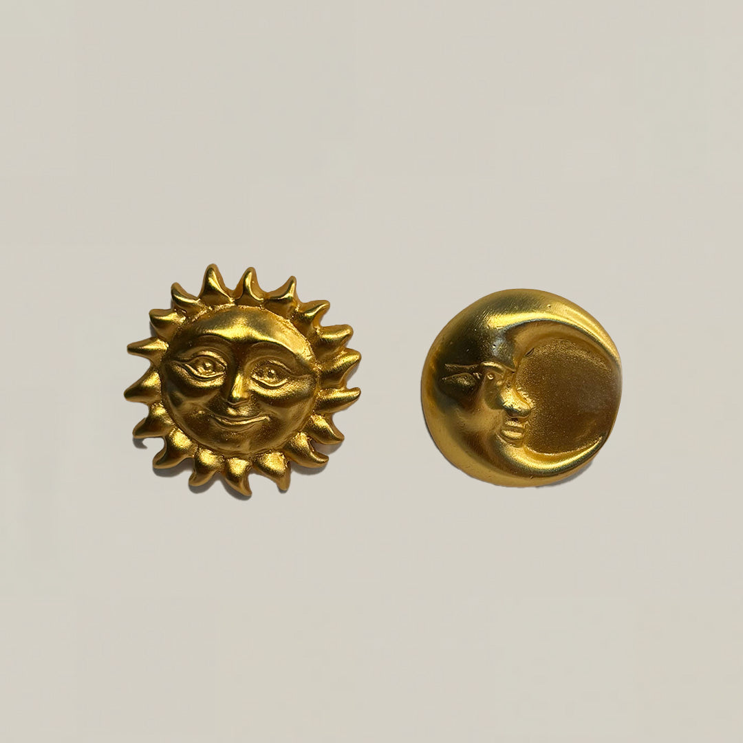 Vintage Sun Moon Stud Earrings