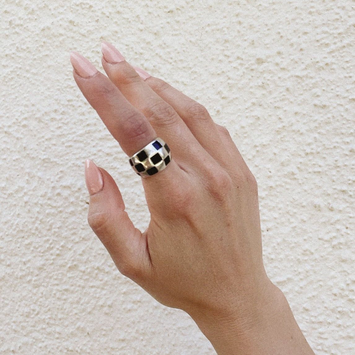 Vintage Checker Dome Ring