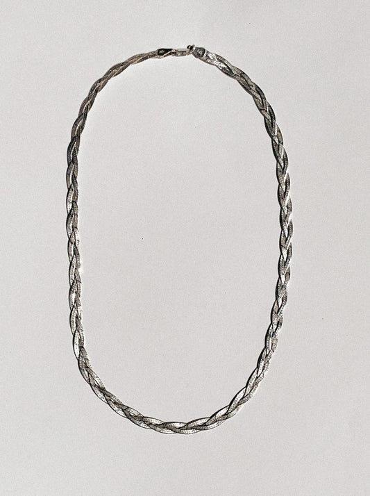 Vintage Woven Herringbone Chain Necklace